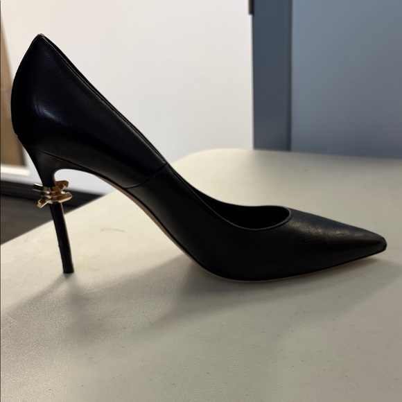 DSQUARED2 Shoes - DSQUARED2 Black Pointed-Toe Stiletto Pump with Gold Heel Accent